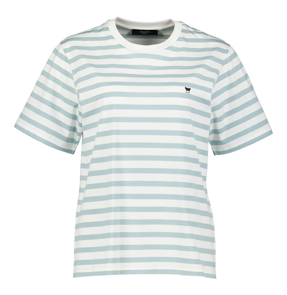 Muntgroen en ecru gestreepte katoenen t-shirt Satrapo Max Mara Weekend