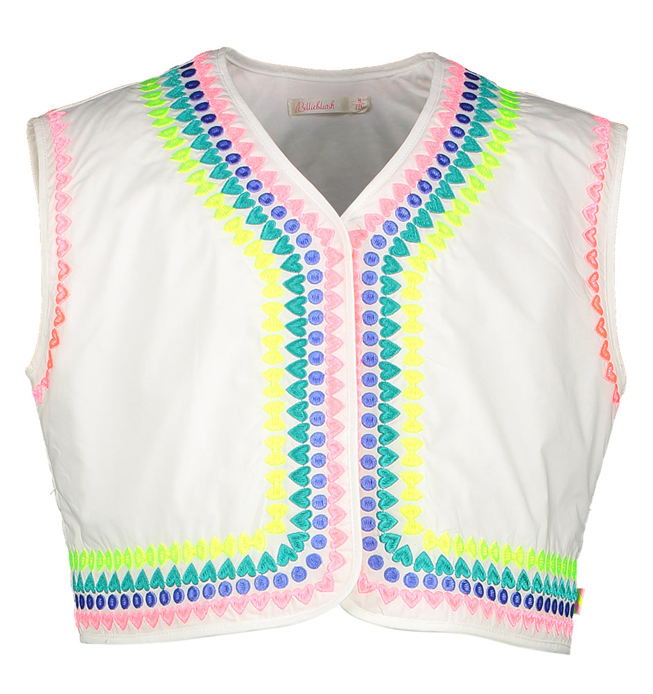 Witte mouwloze gilet met fluo detail Billieblush