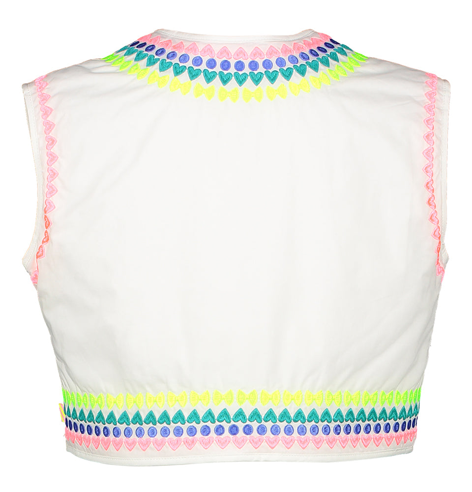 Witte mouwloze gilet met fluo detail Billieblush