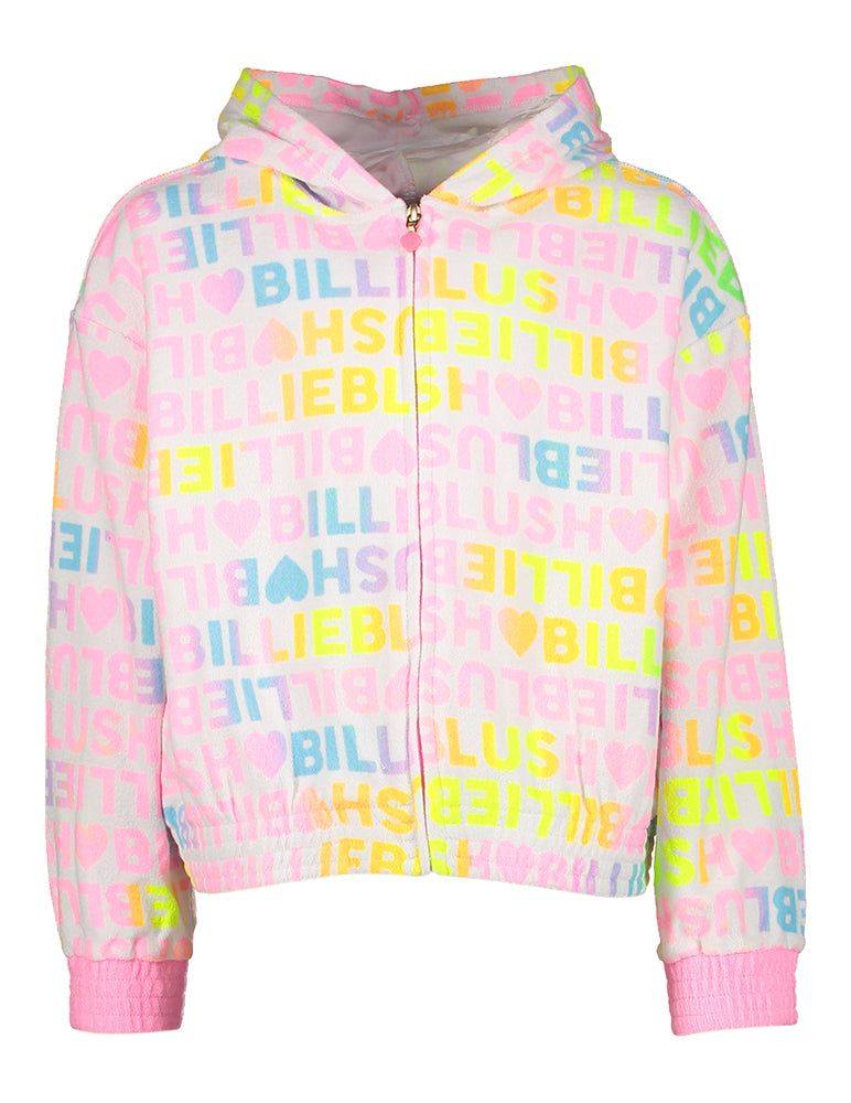 Gilet blanc à fermeture éclair et capuche couleur Billieblush fluo