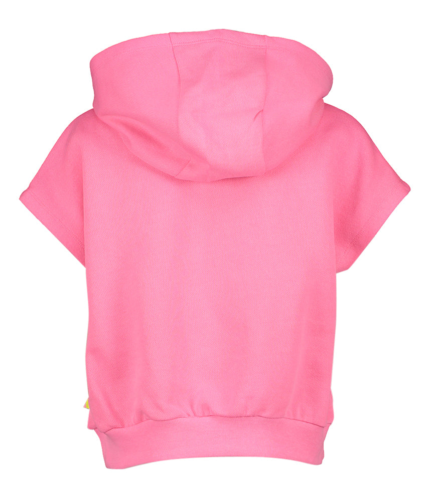Roze fluo korte trui met kap Billieblush
