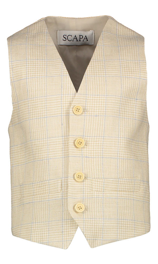 Gilet en soie beige à motif quadrillé Jull Scapa