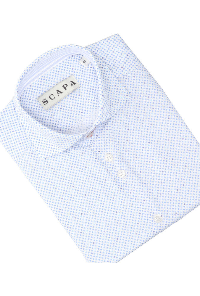 Wit katoenen hemd (regular fit) met lange mouwen Kurt Contrast Scapa
