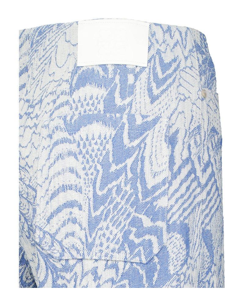 Wijdvallende broek met blauwe print en opgestikte zakken Maraba Momoni