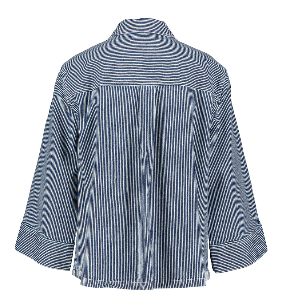 Jeansblauwe jeansjas met strepenmotief Erina Numph