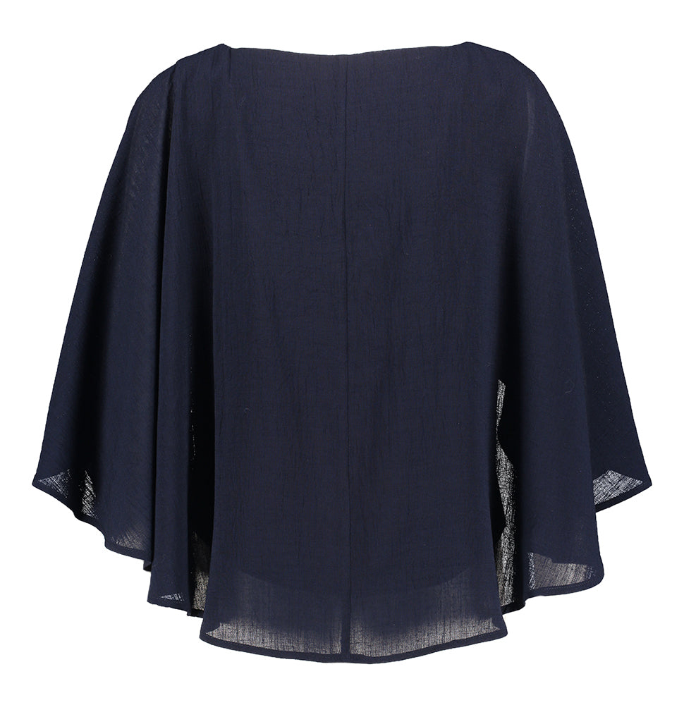 Chemisier bleu foncé à volants Shane Oscar