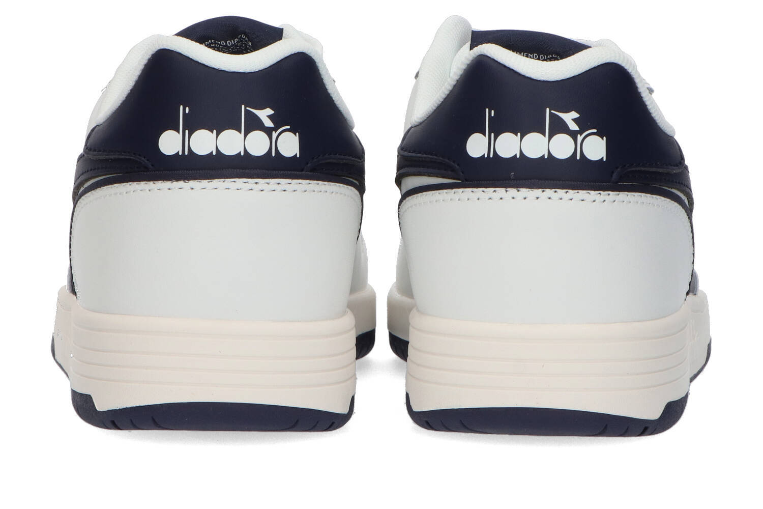Baskets basses Diadora blanches et bleues à rayures