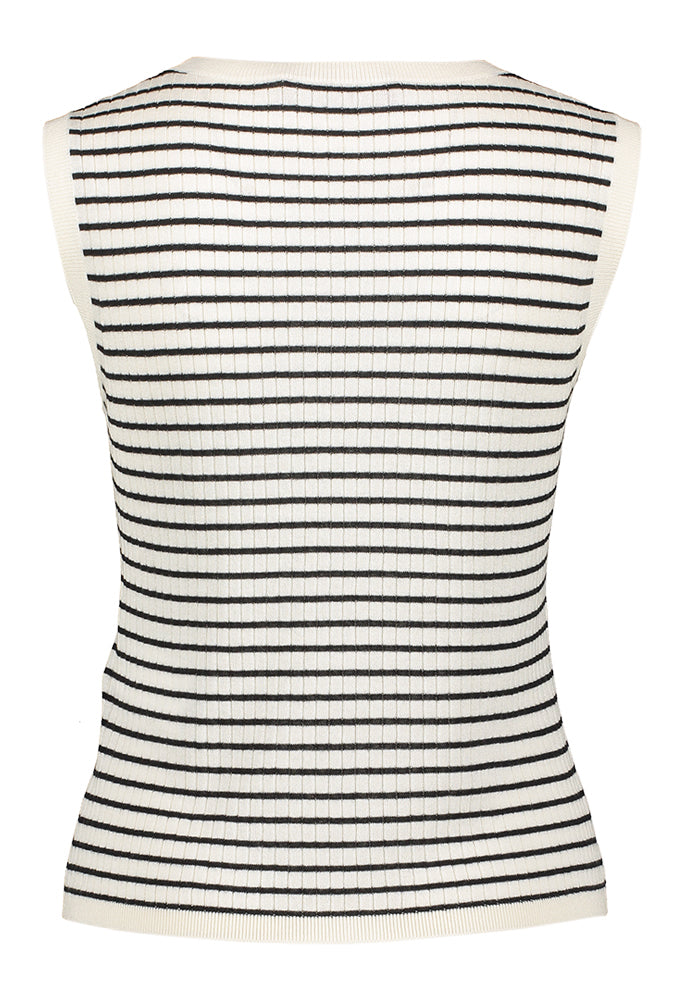 Top côtelé écru à rayures noires Valeria Max Mara