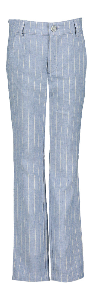 Pantalon rayé en lin bleu Piero D-Lux