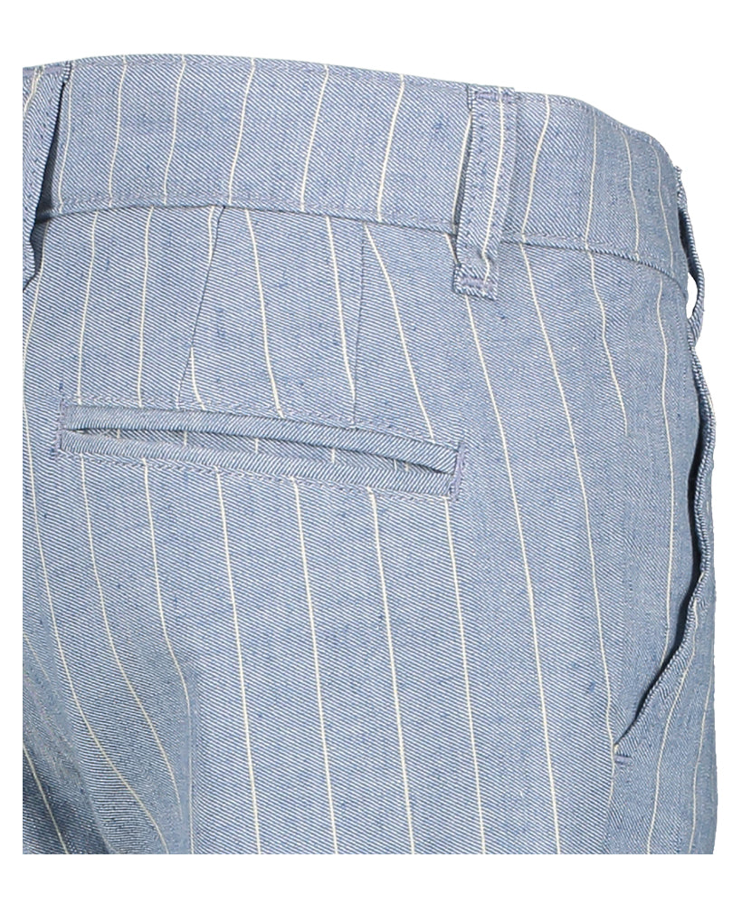 Pantalon rayé en lin bleu Piero D-Lux