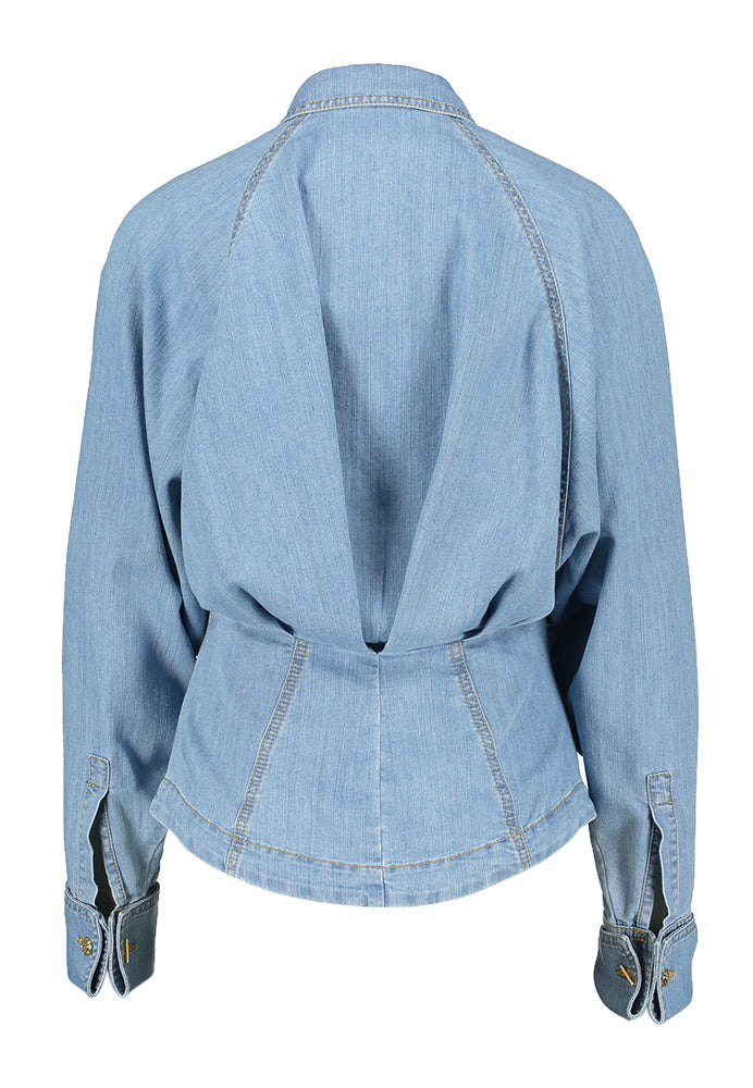 Jeansblauwe jeansbloes Elisabetta Franchi