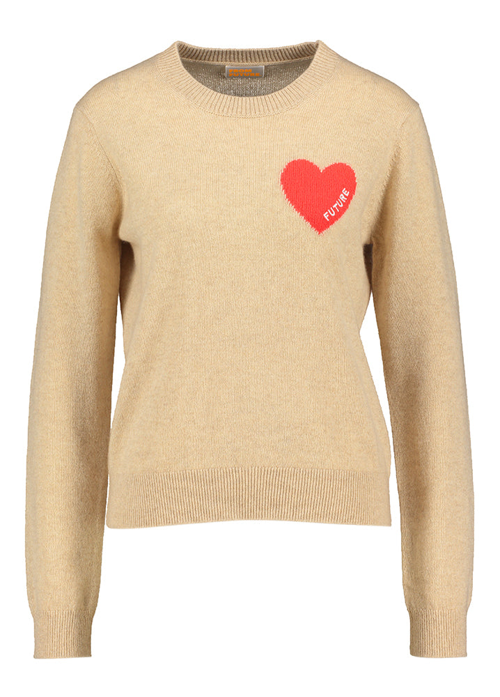 Pull beige à motif cœur de Future Da Premium