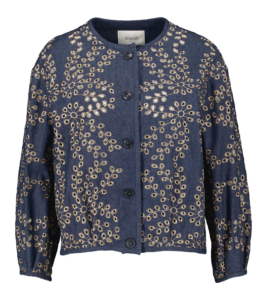 Blauwe vest met speciaal detail White Gigue