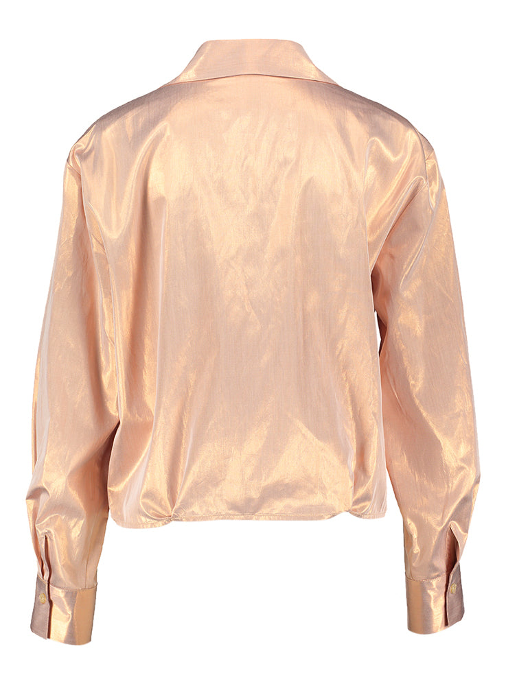 Roze glanzende bloes Huby Gigue