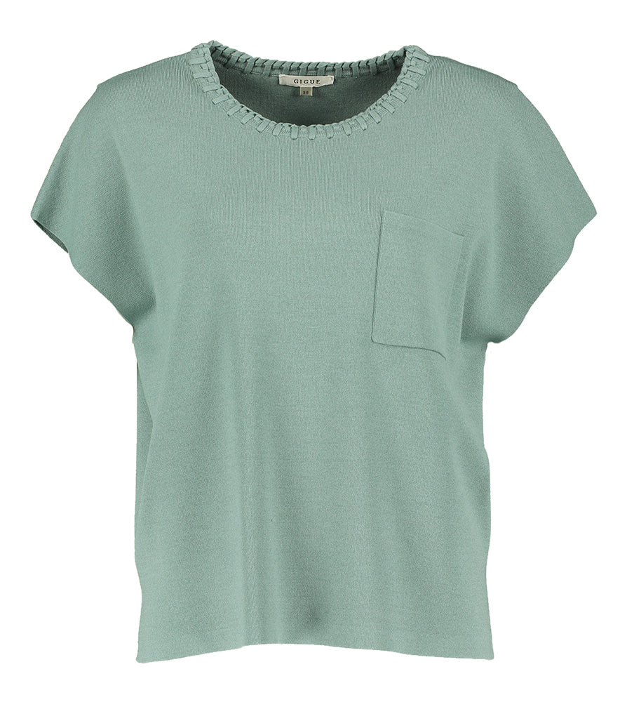 Groene pull met ronde hals en korte mouwen Leger Gigue