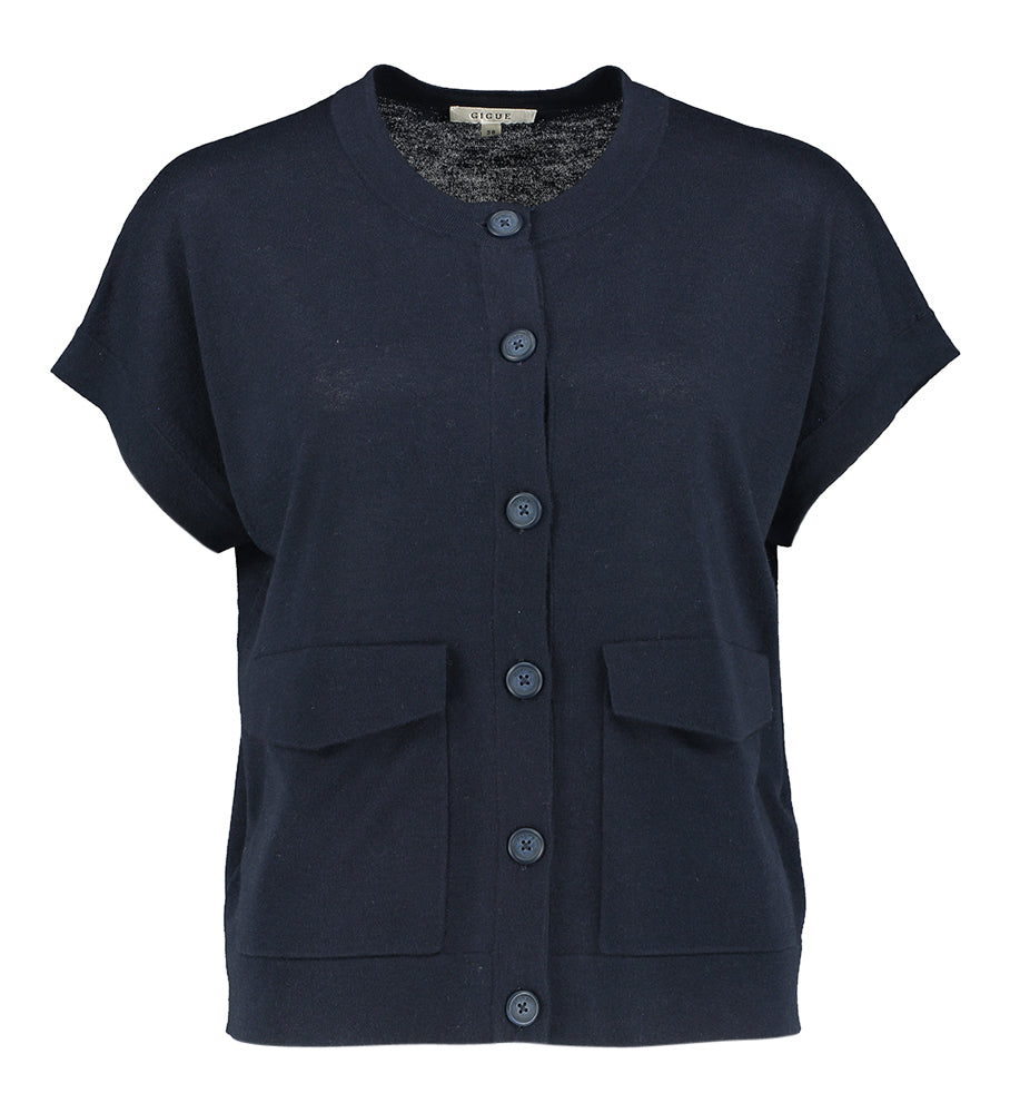 Pull bleu foncé à boutons Flox Gigue
