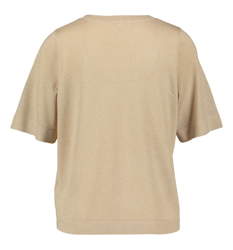 Pull beige à fils dorés pailletés Lore Gigue