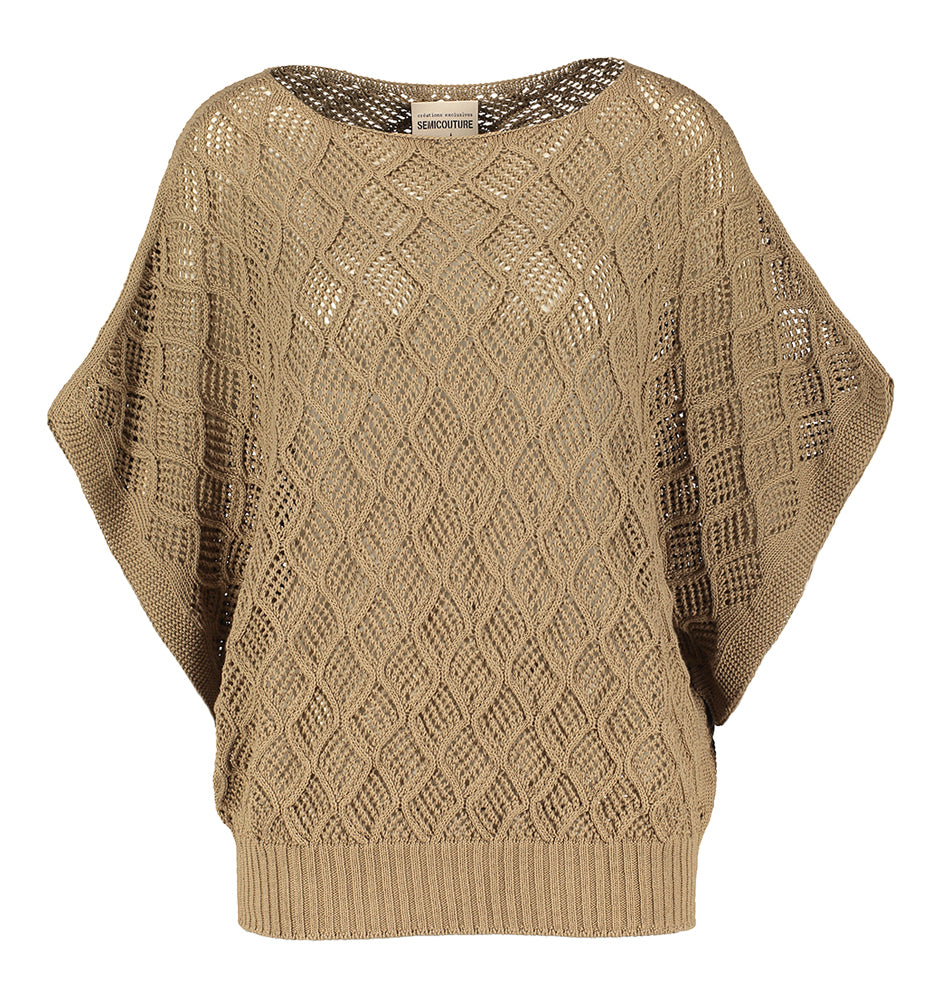 Donkerbeige gehaakte trui Semicouture