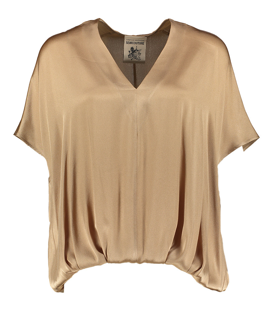 Goudkleurige oversized bloes met elastiek Semicouture