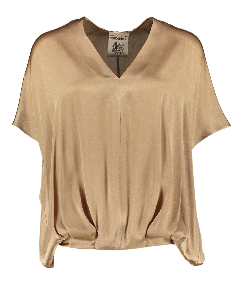 Goudkleurige oversized bloes met elastiek Semicouture