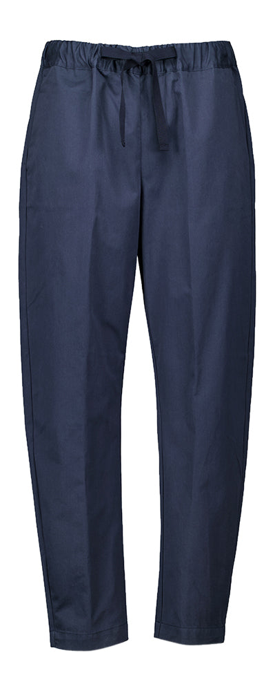 Donkerblauwe katoenen broek met elastiek Semicouture