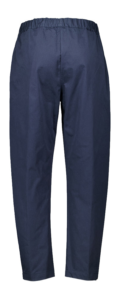 Donkerblauwe katoenen broek met elastiek Semicouture