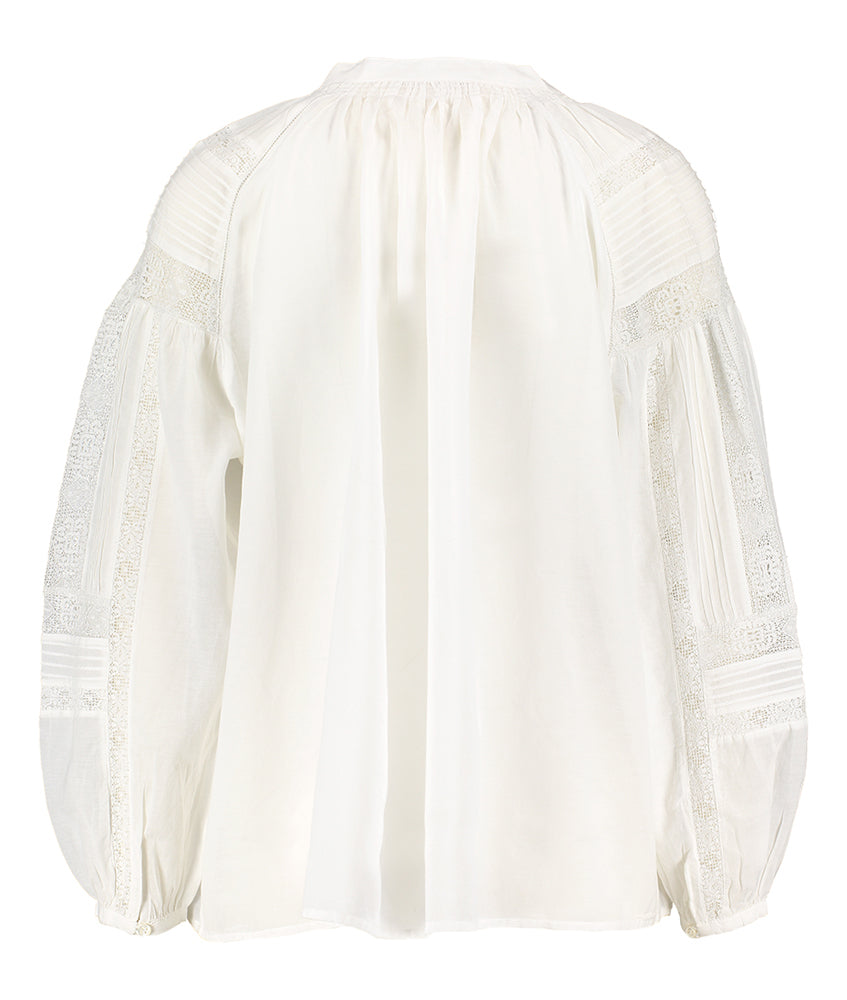 Witte bloies met broderie detail Nipoa Vanessa