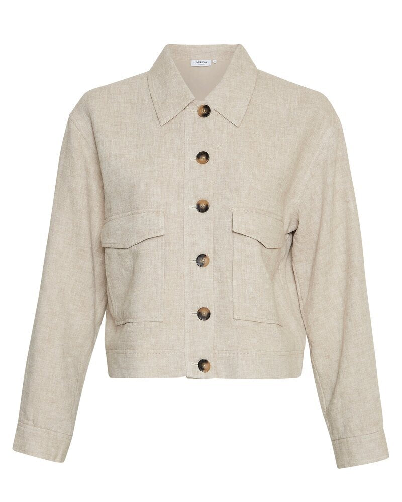 Cardigan en lin beige Veste Jovene Finia MSCH Copenhagen