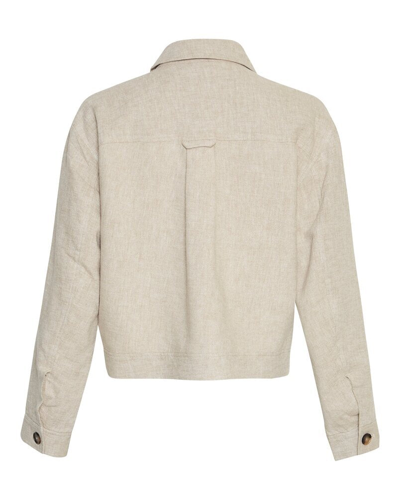 Cardigan en lin beige Veste Jovene Finia MSCH Copenhagen