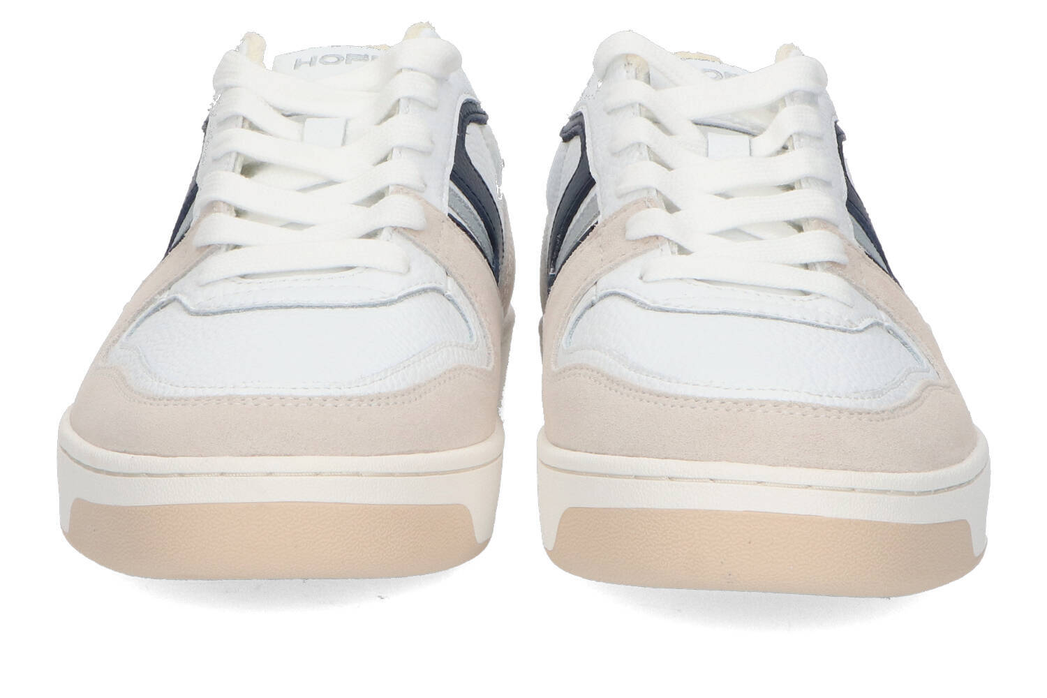 Witte lage sneakers met donkerblauwe details Tasquena Hoff