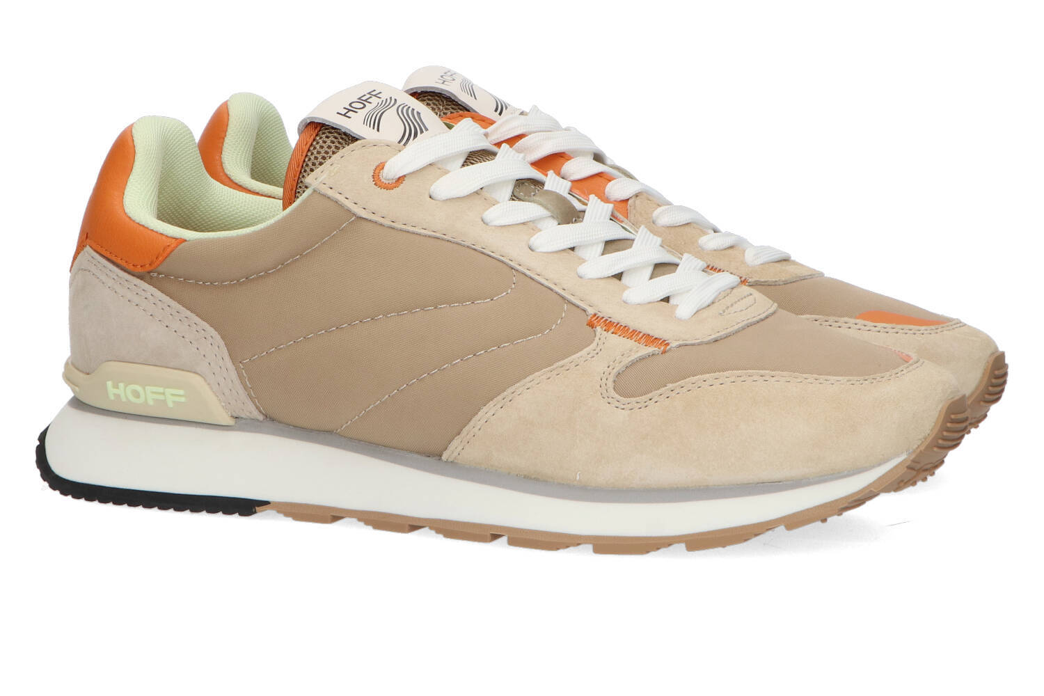 Baskets basses beiges avec détails orange Benares Hoff
