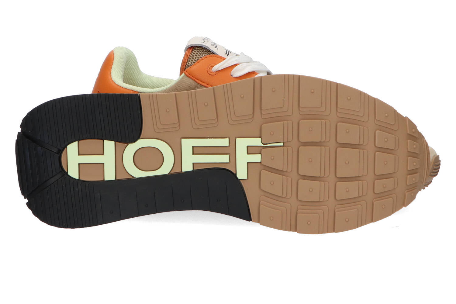 Beige lage sneakers met oranje details Benares Hoff
