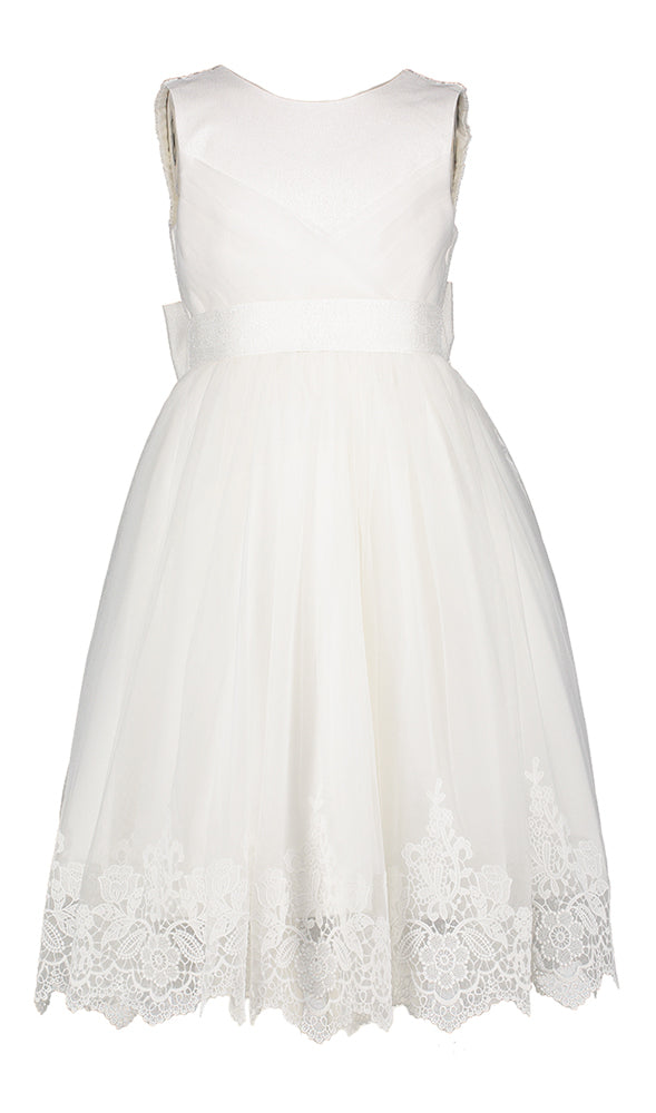 Robe beige ornée de tulle et de dentelle Abel&Lula