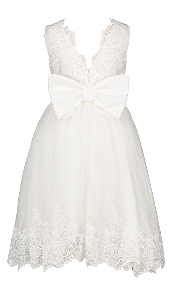 Robe beige ornée de tulle et de dentelle Abel&Lula