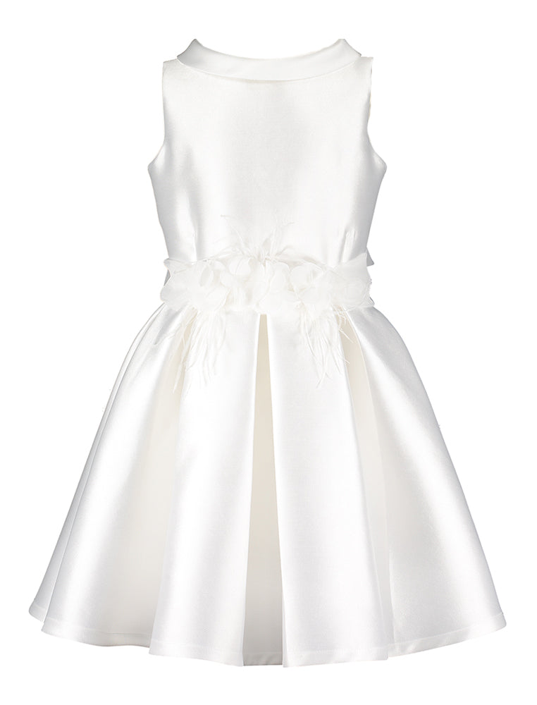 Ecru jurk met detailriem en strik op de achterkant Miss Leod