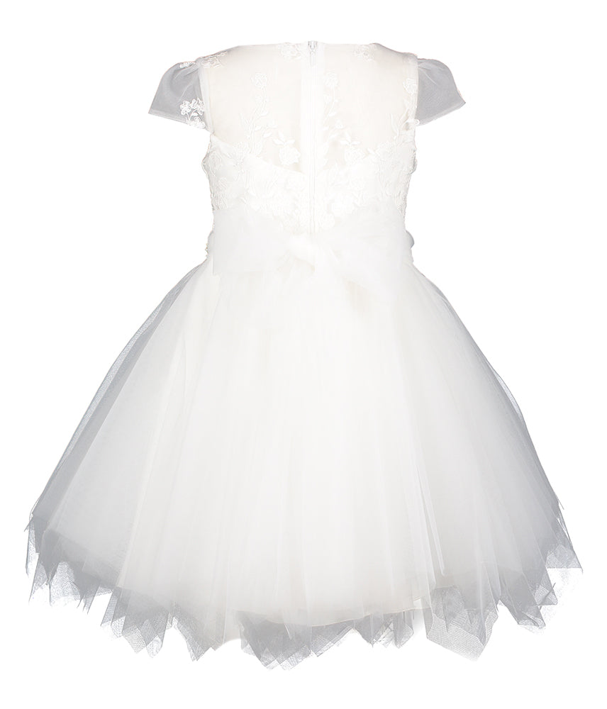 Ecru jurk met kant en parels Miss Leod