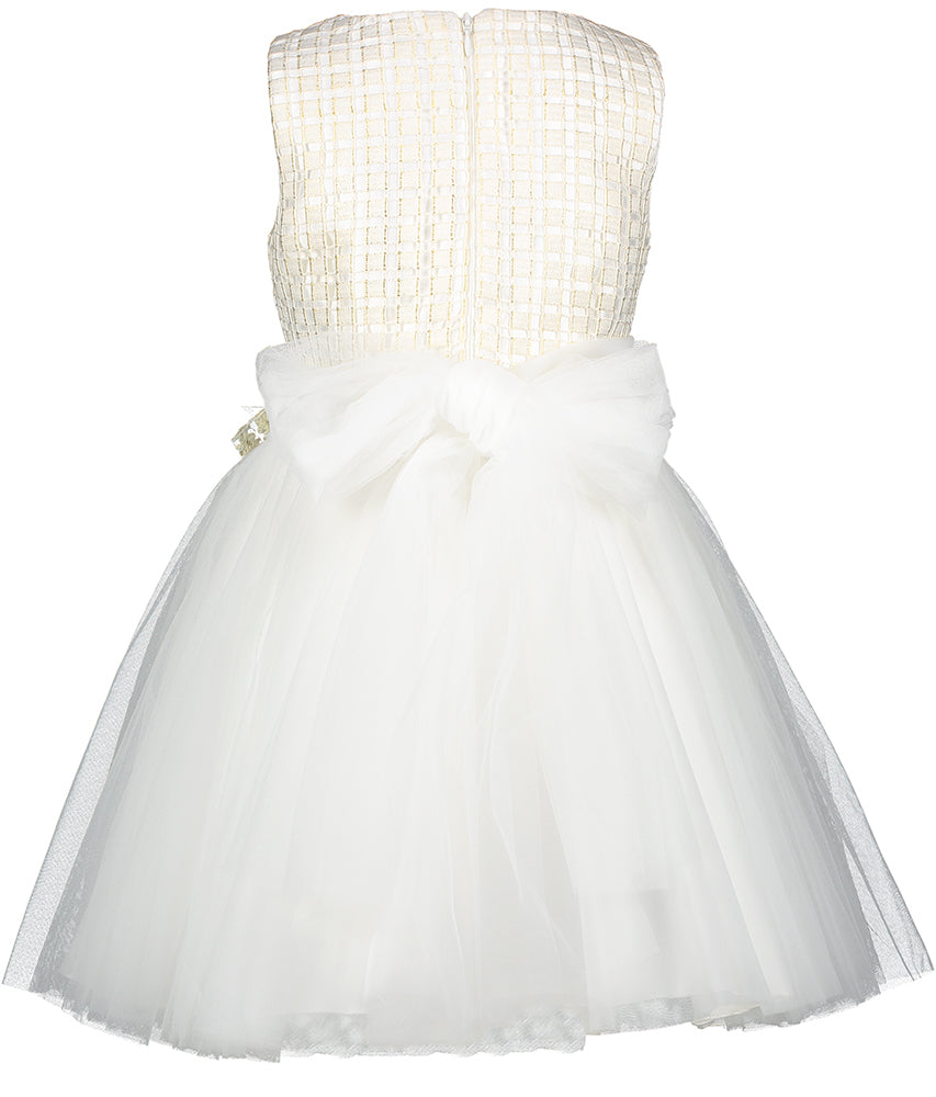 Wit kleed met bloemen strik Miss Leod