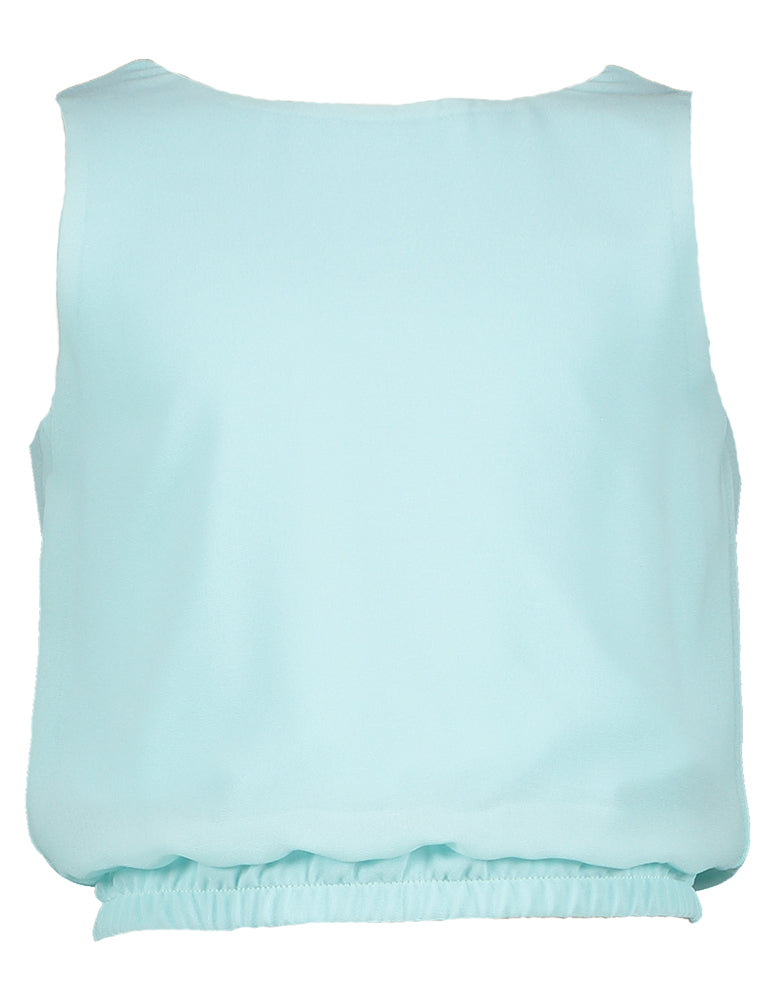Turquoise top met ronde hals Diamante Blu
