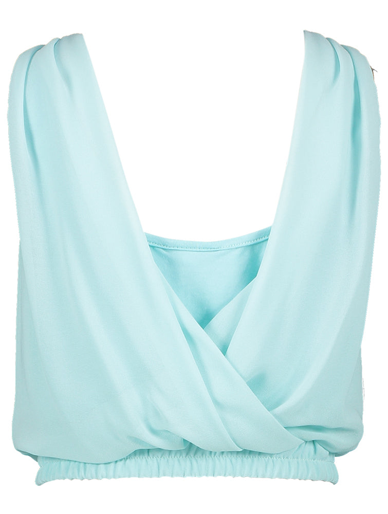 Turquoise top met ronde hals Diamante Blu