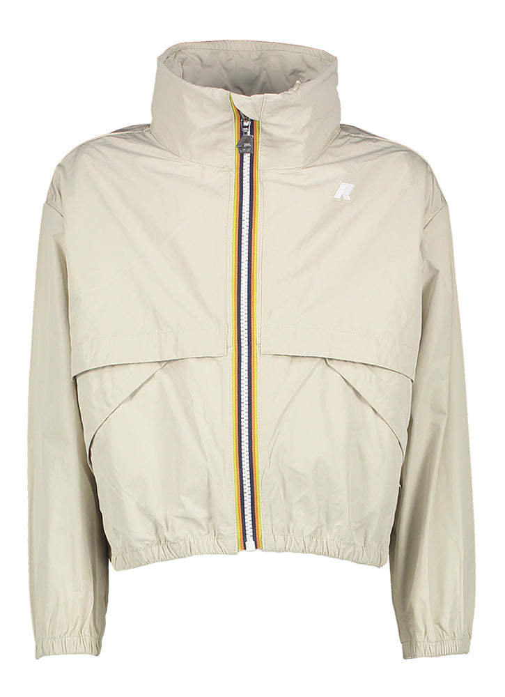 Greige cropped regenjas met uitritsbare kap Aubette Memory Touch K-Way