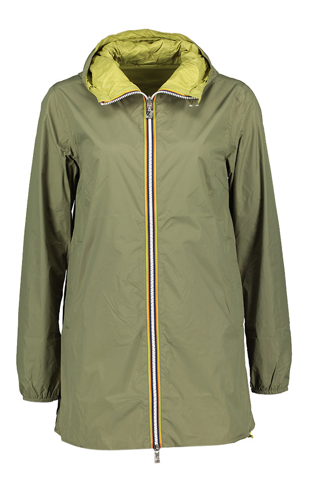Veste à capuche réversible Sophie Double K-Way kaki/vert