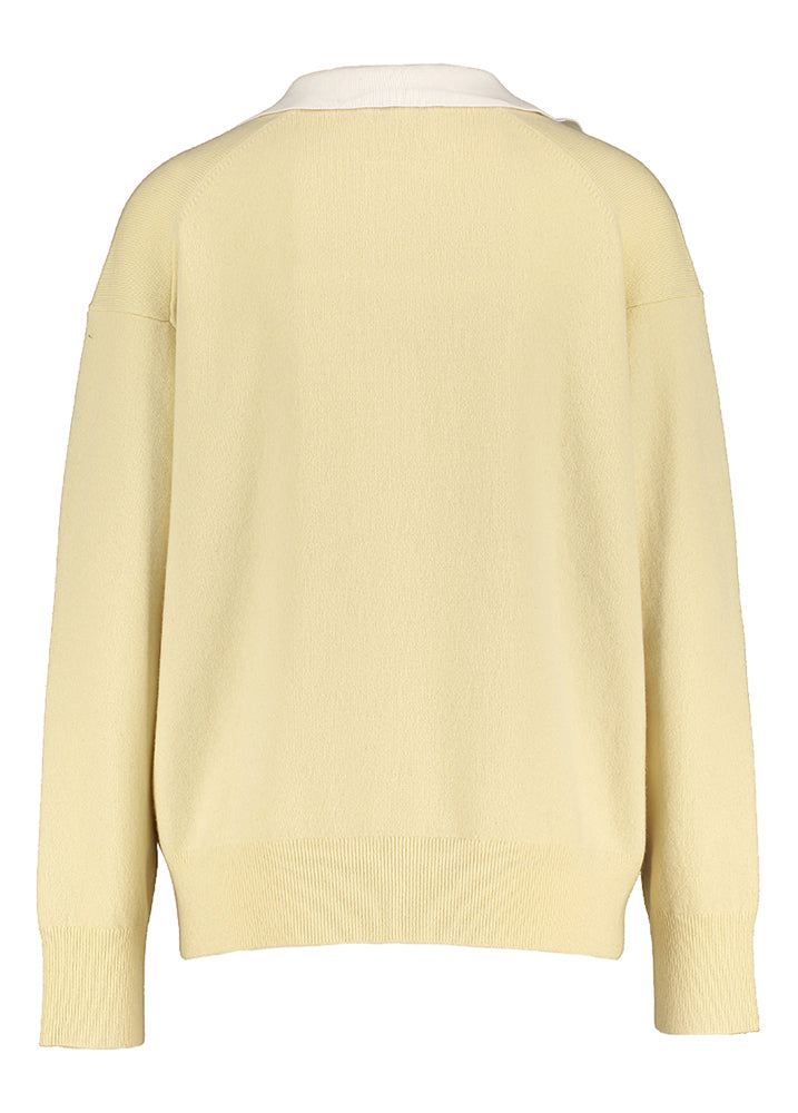 Polo en laine vanille à manches longues Vince