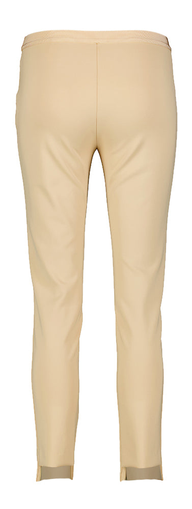 Beige aansluitende comortabele broek met elastiek Liviana Conti