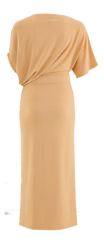 Robe longue beige confortable à corsage oversize Liviana Conti