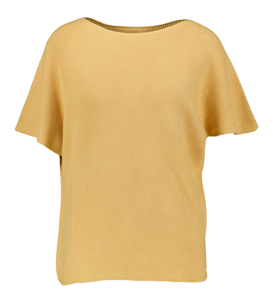Pull beige en crochet à manches courtes Liviana Conti