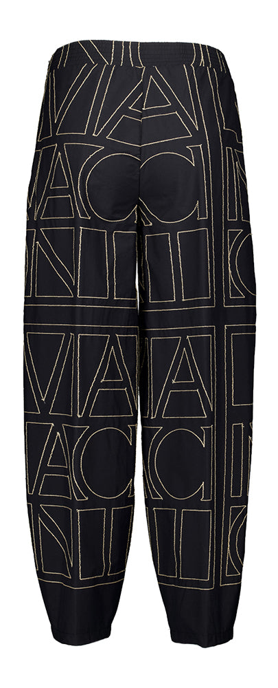 Zwarte katoenen broek met print Liviana Conti