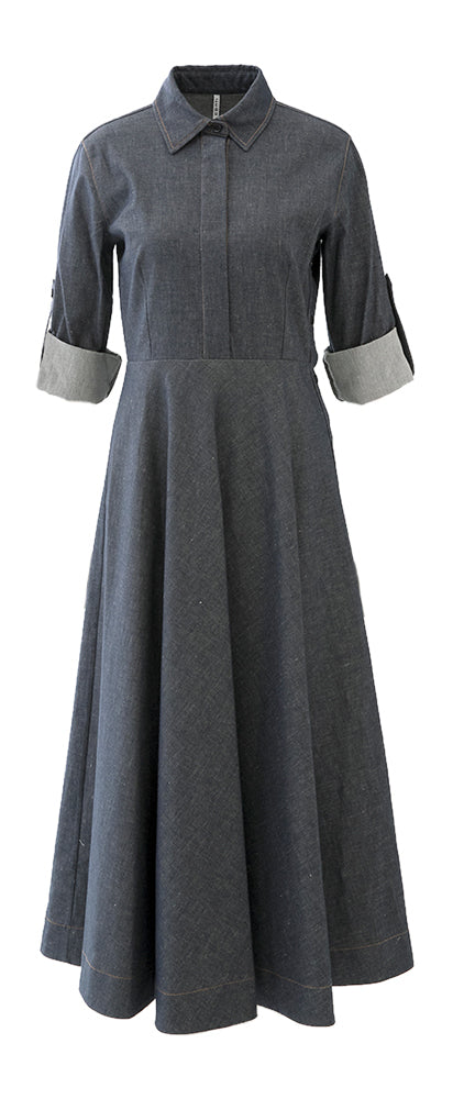 Robe en jean bleu à boutons sur le côté Liviana Conti