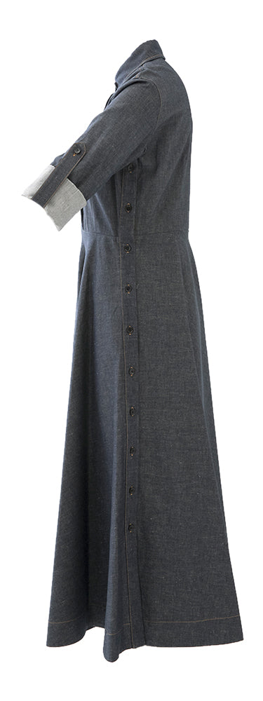 Robe en jean bleu à boutons sur le côté Liviana Conti
