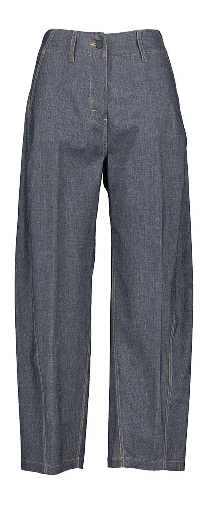 Donkerblauwe wijdvallende jeansbroek Liviana Conti