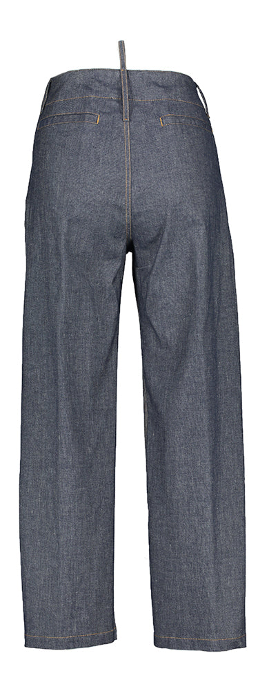 Donkerblauwe wijdvallende jeansbroek Liviana Conti